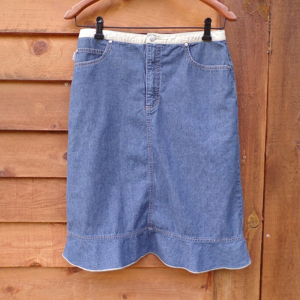 Women's Denim Skirt Esprit J.N.S. Cotton Midi Size 8